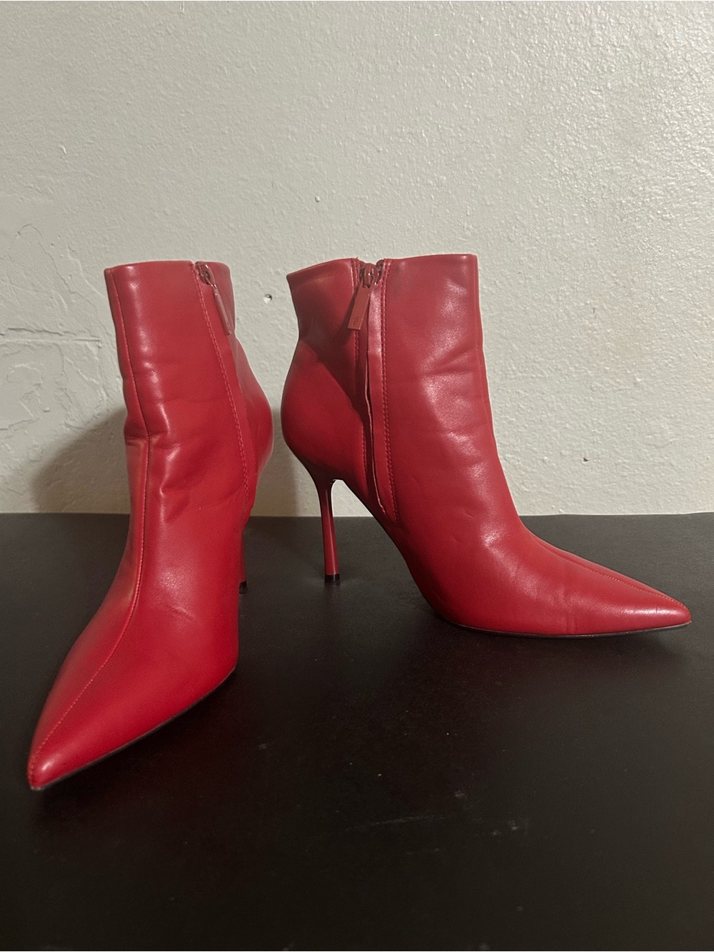 Zara Red Stiletto Ankle Boots - Women's Fashion Booties size 8